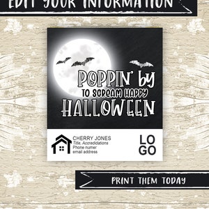 Halloween Pop by Tags, Popcorn Real Estate Thank You Printable Tag, Realtor Marketing Thank You Tag INSTANT DOWNLOAD