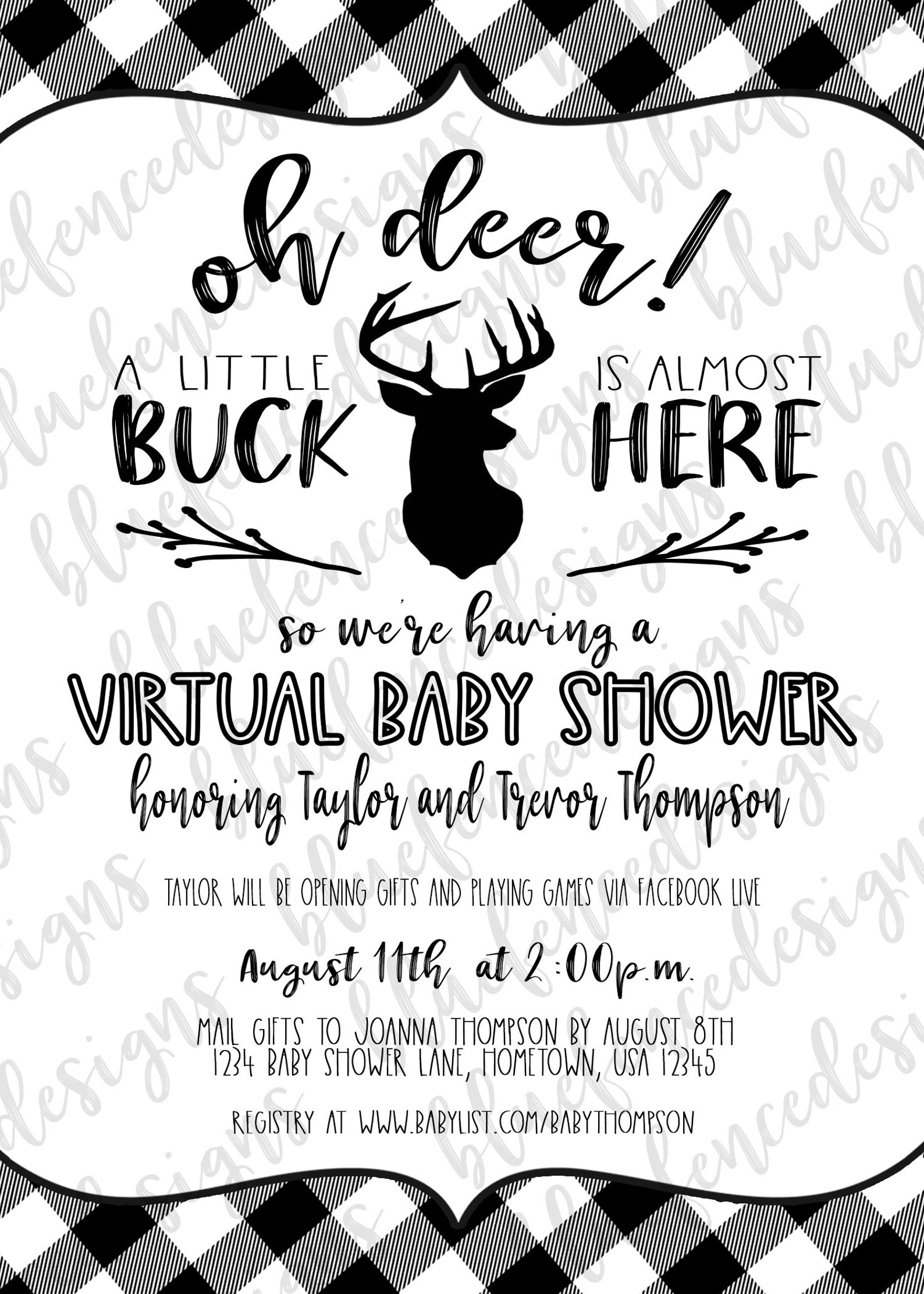 Virtual Baby Shower Invitation Template Shower by Mail Etsy