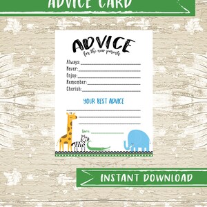Gioco Baby Shower Jungle Advice Card, Avventura, Frecce, Rosa, Oro, Menta, gioco, DOWNLOAD IMMEDIATO, blu e giallo, giochi baby shower