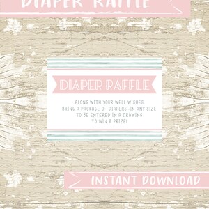INSTANT DOWNLOAD Southwest Cactus Diaper Raffle Ticket,  Baby Shower, DIY Printable Diaper Card