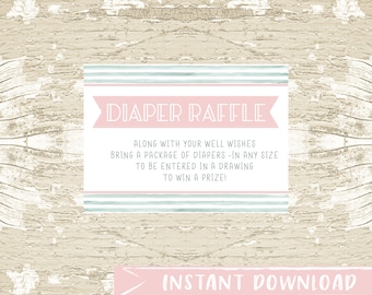 INSTANT DOWNLOAD Southwest Cactus Diaper Raffle Ticket,  Baby Shower, DIY Printable Diaper Card