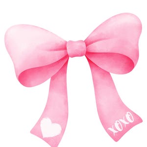 Rosa Schleife XOXO SVG | Valentinstag Schleife Clipart | Aquarell Herz-Bogen-Design