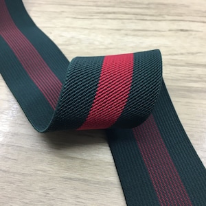 2 inch (50mm) Colored Red and Green Striped Twill Elastic, Waistband Elastic 22010