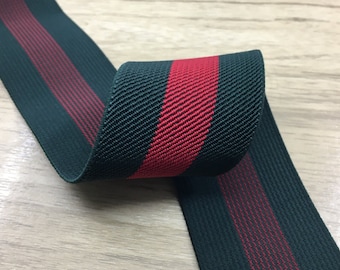 2 inch (50mm) Colored Red and Green Striped Twill Elastic, Waistband Elastic 22010