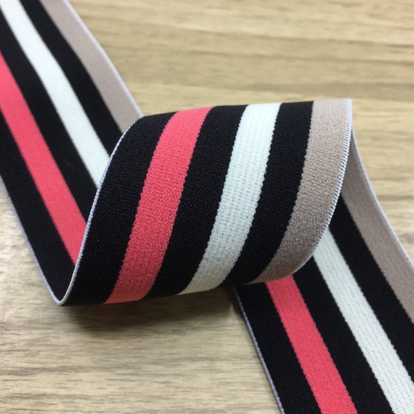 2 inch (50mm)  Wide Colored Stripe Plush Elastic Band, Soft Waistband Elastic, Elastic Trim,  Sewing Elastic