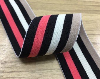 2 inch (50mm)  Wide Colored Stripe Plush Elastic Band, Soft Waistband Elastic, Elastic Trim,  Sewing Elastic