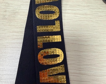 1.5'' 40mm LOVE Sequin Elastic Trim, Glitter Letter Ribbon, Stretch Fashion Trim for Clothing, DIY Crafts, Stage Costumes, Bag Decoration