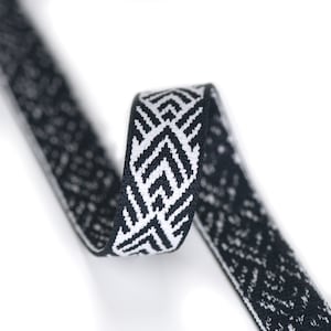 1 inch ( 24mm) Wide Elastic Band, Deep Navy Leaves Pattern Latex-free Thick Woven Elastic Band, Waistband Elastic, Sewing Elastic-1 yard
