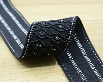 2 inch (50mm) Wide Glitter Ethnic Pattern Elastic Trim,Waistband Elastic,Stretchy Elastic Ribbon 21090