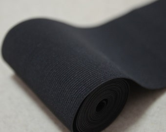 Banda elástica tejida negra de 4" de ancho, elástica para coser en la cintura, cortada a medida