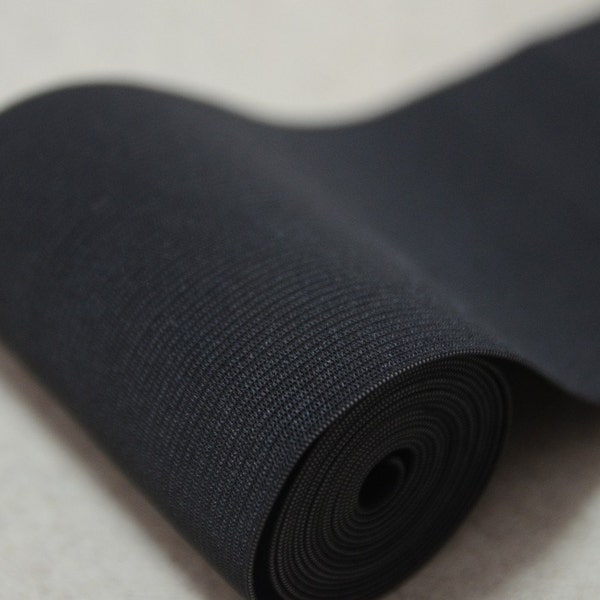 4" Wide Knitted Black Elastic Band, Waistband Sewing Elastic, By The Yard