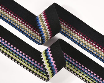 1.5 inch(38mm)  Wave Pattern Soft Black Elastic Band, Waistband Elastic, Elastic Trim, Sewing Elastic