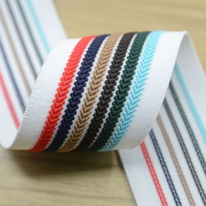 2 inch (50mm) Wide Colorful Striped Jacquard  Elastic Bands,Waistband Elastic,Sewing Elastic 22040
