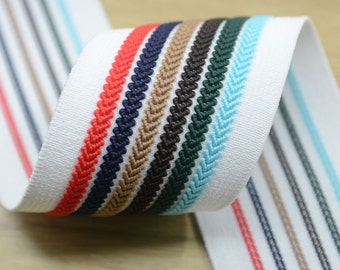 Colorful Striped Jacquard Elastic Band, 2 inch Wide, Sewing Elastic