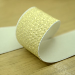 1 1/2 inch 38mm Wide Elastic Band, 1.5 inch Silver/ Gold Glitter Waistband Elastic Band, elastic band by the yard image 1