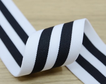 2 pouces (50mm) de large peluche colorée bande blanche et noire, élastique de ceinture douce, bande élastique de couture par verge