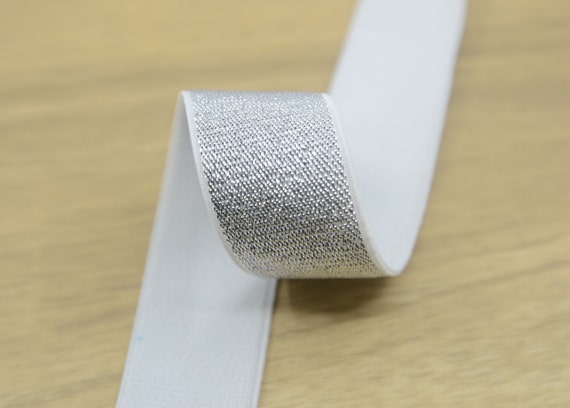 1 Inch 25mm Metallic Silver Glitter Sewing Elastic Band
