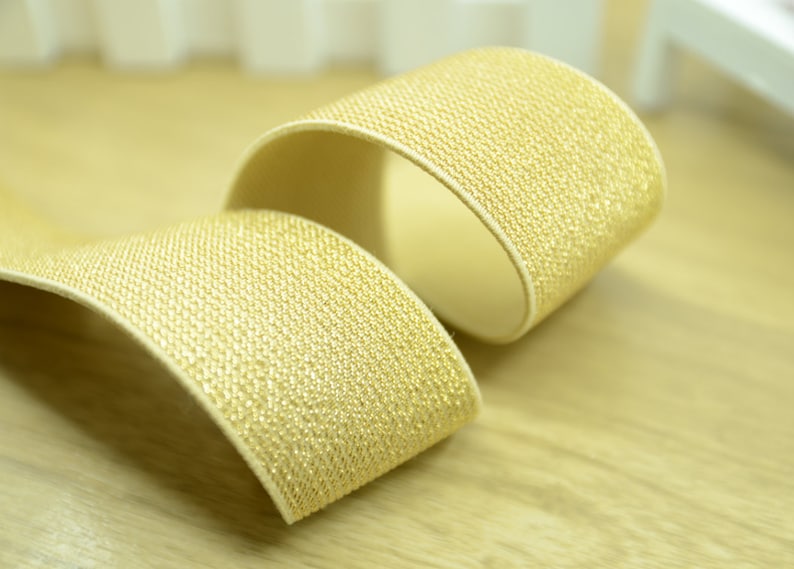1.5 38mm Wide Gold Glitter Khaki Elastic Band by the Yard Elastic Trim Waistband Elastic,Elastic Ribbon,Sewing Elsastic 31150