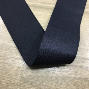 2 inch 50mm Wide Satin Black/White Elastic Band,Waistband Elastic,Elastic Trim by the Yard 71010 image 2