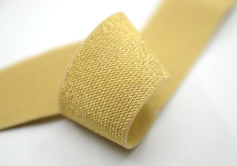 1.5 38mm Wide Gold Glitter Khaki Elastic Band by the Yard Elastic Trim Waistband Elastic,Elastic Ribbon,Sewing Elsastic 31150
