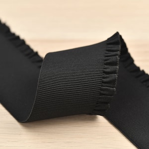 2.36 inch (60mm) Wide Black/White Lace Elastic Band - 1 Yard Success