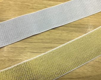 Gold and Silver Glitter Elastic Ribbon, 2 inch Wide