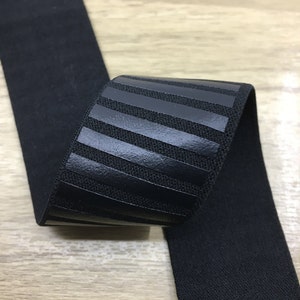 1.5 inch (40mm) Wide Elastic Band, Black Striped Plush Elastic Band, Soft Waistband Elastic, Elastic Trim, elastic band by the yard 51070