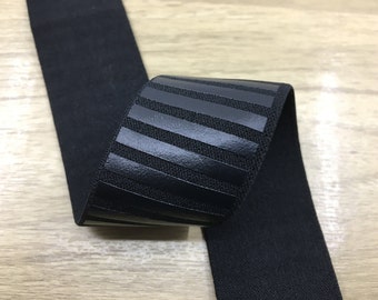 1.5 inch (40mm) Wide Elastic Band, Black Striped Plush Elastic Band, Soft Waistband Elastic, Elastic Trim, elastic band by the yard 51070