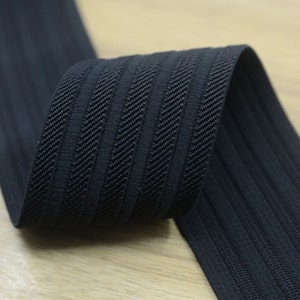 2 inch (50 mm) brede elastische band met zwarte jacquardstrepen, elastische band in tailleband op maat gesneden, rekbaar elastisch lint