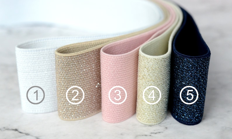 1.5 inch 40mm Wide Glitter elastic by the yard, Waistband Elastic, Sewing Elastic image 1