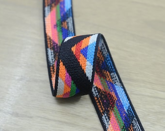 1 inch (25mm) Wide Elastic Band, Jacquard Geometric Pattern Elastic, Waistband Elastic Fabric, Elastic Trim, Sewing Elastic 92090