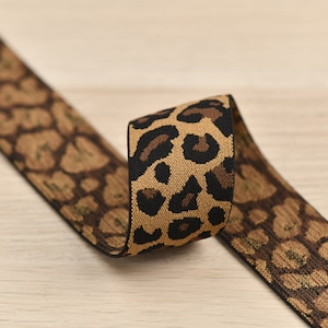 1.5 inch (40 mm) Wide Elastic Band, Dark Cheetah Brown and Black Elastic Band, Waistband Elastic, Elastic for Sewing- 1 Yard