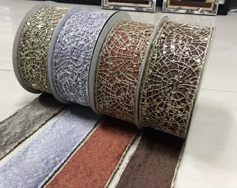 32mm sequin trim, metallic lace ribbon, stage costume trim, DIY supplies, clothing embellishment, party decor, fabric trim, shiny lace.