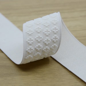 1.5 inch (38mm) Wide Elastic Band, White Embroidery Jacquard Floral Elastic, Waistband Elastic for Sewing, Elastic Ribbon 33020 - 1 yard