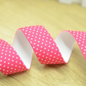 Pink Polka Dot Elastic Band, 1 inch Wide, Sewing Waistband Elastic