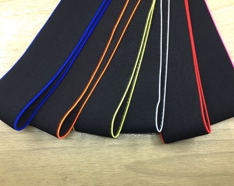 Colorful Edge Black Plush Elastic, 38mm Wide, Curl-Resistant