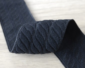 Black Jacquard Striped Elastic Band, Sewing Waistband (2.36 inch)