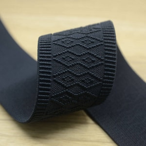 2 inch (50mm) Wide Waistband Elastic,  Ethnic Pattern Black Elastic Trim,Stretchy Elastic Ribbon 21100