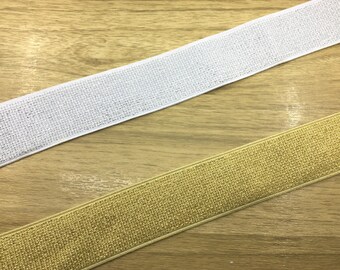 1.5" 38mm Wide Gold and Silver Long Glitter Thread Elastic Band by the Yard, Metallic Elastic , Waistband Elastic,Sewing Elsastic