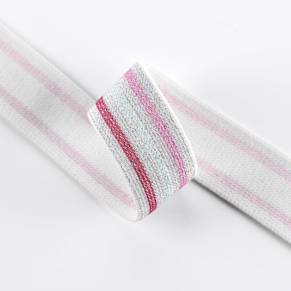 1.2 Inch 33mm Wide Elastic Band, White and Pink Glitter Elastic Band for  Sewing, Elastic Ribbon by the Yard 1 Yard 