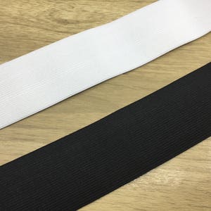 3 inch (75mm) Heavy Stretch Black and White Knit Elastic Band, Waistband Elastic, Elastic Ribbon, Sewing Elastic