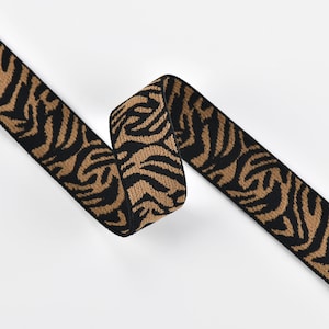 0.85 inch (22mm)/1 inch (25mm) Wide Elastic Band, Zebra Stripes Jacquard Soft Plush Elastic Webbing, Colored Elastic Trim By the Yard