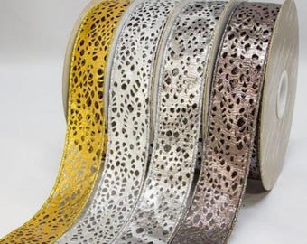 1.25" 32mmWideOmbre Metallic Ribbon Decorative Wired Edge Ribbon – Gradient Sparkle Trim  Gift Wrapping, Holiday, Wedding, Crafts--1yard