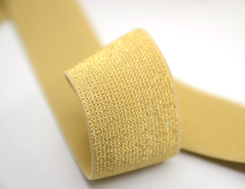 1.5 38mm Wide Gold Glitter Khaki Elastic Band by the Yard Elastic Trim Waistband Elastic,Elastic Ribbon,Sewing Elsastic 31150