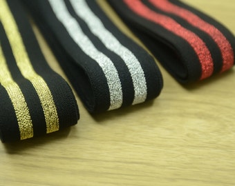Striped Glitter Elastic - 1 1/2 inch (38mm)