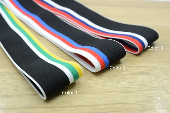 1.5 Inch 40mm Wide Colored Plush Four Colors Striped Elastic Band, Soft Waistband  Elastic, Elastic Trim, Elastic Ribbon, Sewing Elastic 