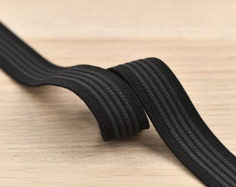 Banda elástica de rayas negras de 1 pulgada (25 mm) de ancho - 1 yarda