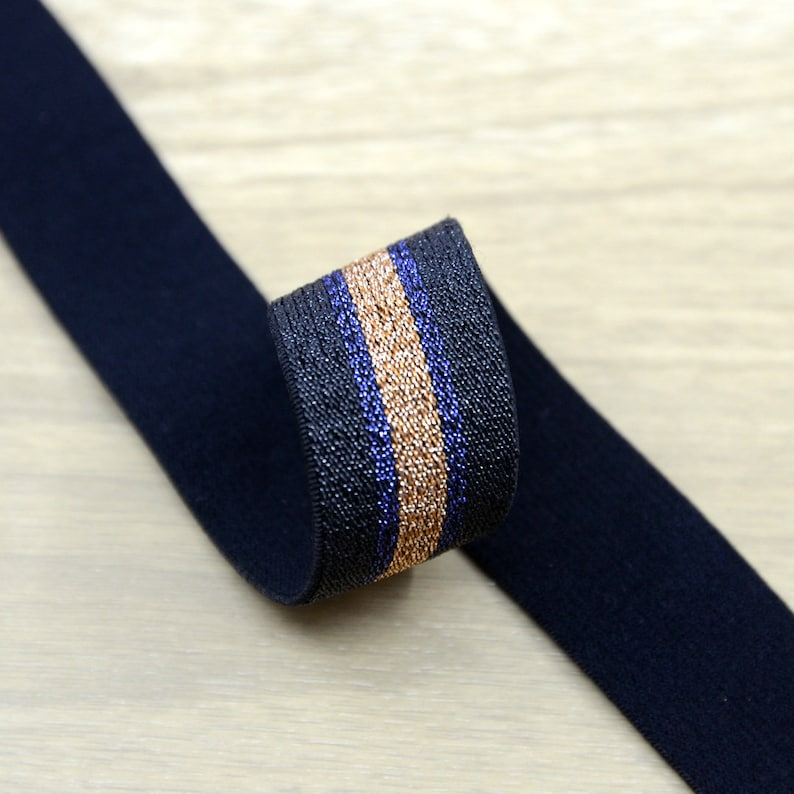 Colored Elastic Trim Elastic Ribbon Elastic by the Yard, 1 inch 25mm Gold and Black Glitter Striped Elastic Band