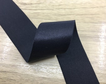 2 inch 50mm Wide Satin Black/White Elastic Band,Waistband Elastic,Elastic Trim by the Yard 71010