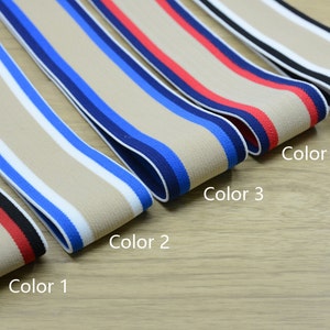 1.5 inch (40mm) Wide Colored  Plush Three Colors Striped Elastic Band, Soft Waistband Elastic, Elastic Trim, Elastic Ribbon, Sewing Elastic